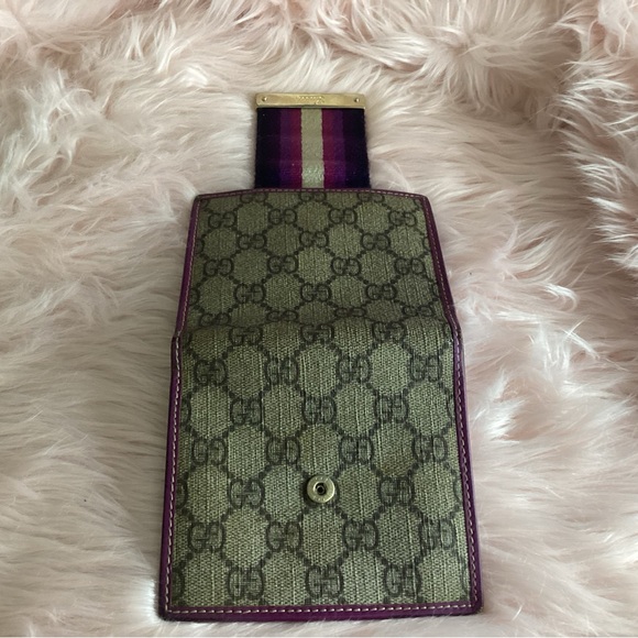 GUCCI with RARE purple striped snappy monogram bifold wallet EUC - Picture 3 of 13